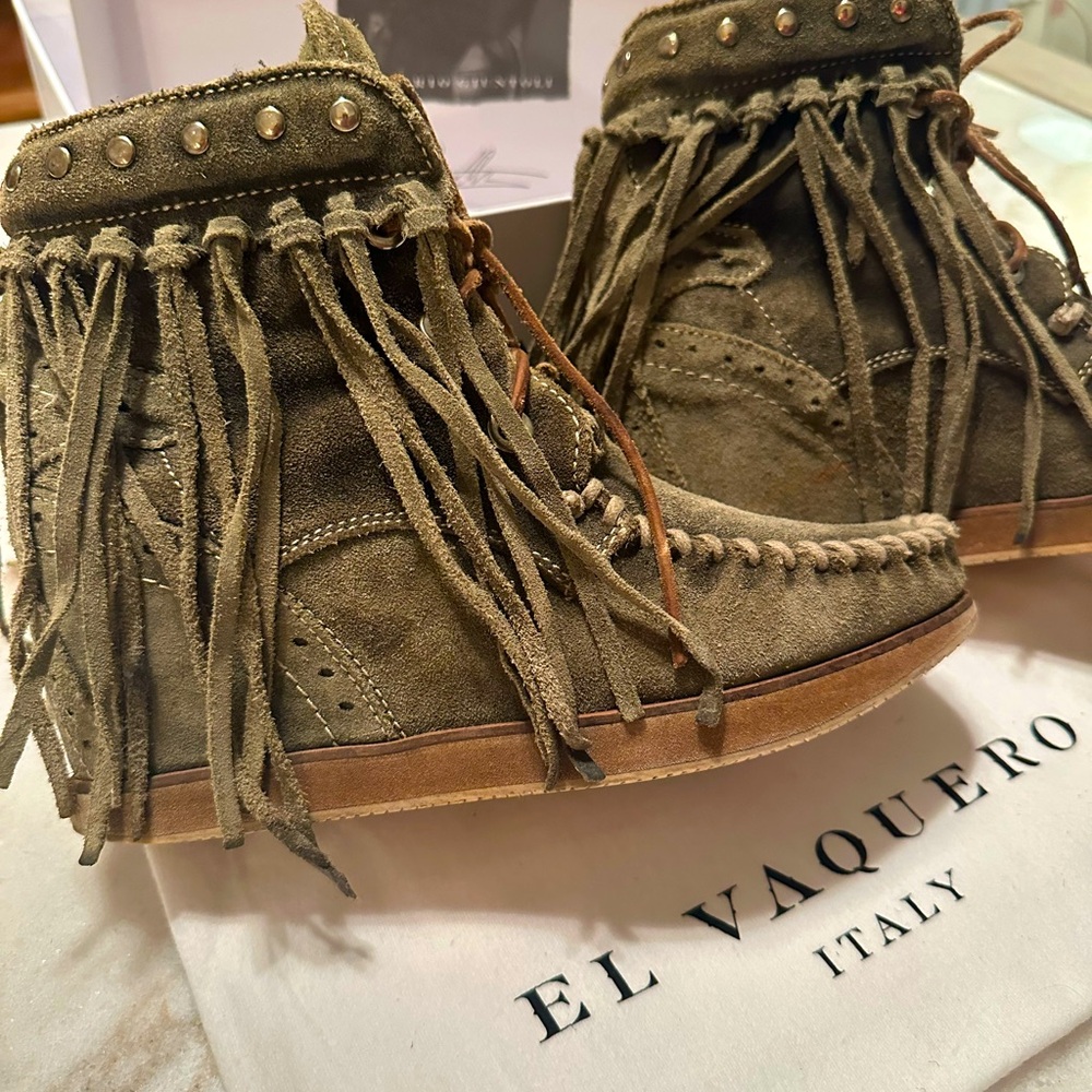 Free People x El Vaquero Roseland mocc bootie fringe suede
